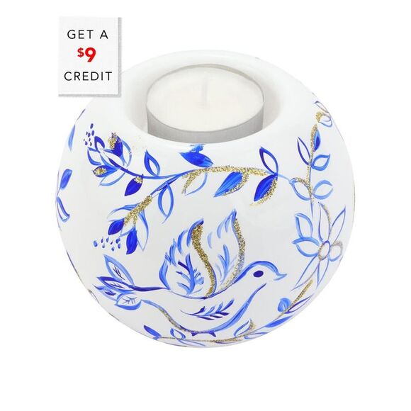 Vietri Illuminare Birds Votive Blue